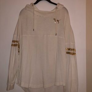 PINK Cream Sparkly Sequin Hoodie